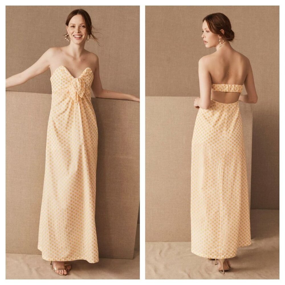 Significant Other Allure Yellow Strapless Maxi Dress Sunflower Embroidered NEW - Picture 14 of 14